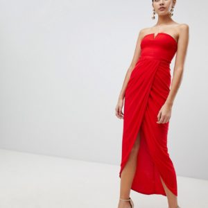 Rare wrap drap midi dress - Red