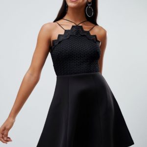 Rare zig zag detail skater dress - Black