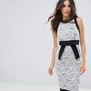 Vesper Pencil Dress With Lace Insert - Multi