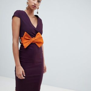 Vesper pencil midi dress with bow detail - Purple