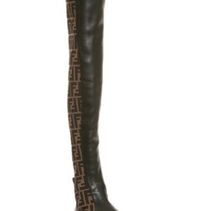 Women's Fendi Rockoko Over The Knee Boot, Size 6.5US / 37EU - Brown