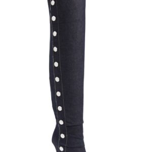 Women's Giuseppe Zanotti Horror Button Over The Knee Boot, Size 6 M - Blue