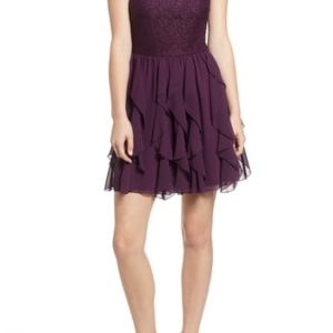 Women's Speechless Glitter Lace & Chiffon Ruffle Party Dress