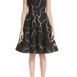 Women's Talbot Runhof Petal Contour Silk Blend Jacquard Dress