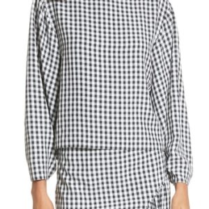 Women's Tibi Gingham Top, Size 10 - Black