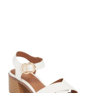 Women's Topshop Dee Dee Block Heel Sandal, Size 9.5US / 40EU M - White