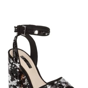 Women's Topshop Reaction Sequin Block Heel Sandal, Size 8.5US / 39EU - Black