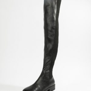 ASOS DESIGN Krista chunky flat over the knee boots - Black