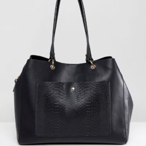 ASOS DESIGN Snake Pocket Shopper With Metal Rings - Black