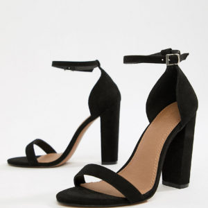 ASOS DESIGN Wide Fit Highball barely there heeled sandals - Black