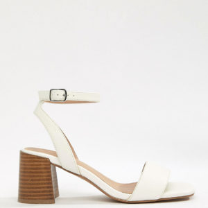 ASOS DESIGN Wide Fit Tyrell Heeled Sandals - White