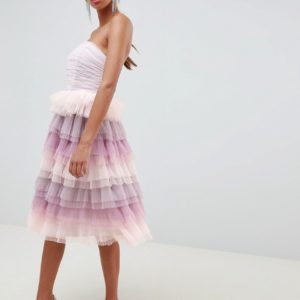 ASOS EDITION tiered tulle bandeau midi dress - Multi