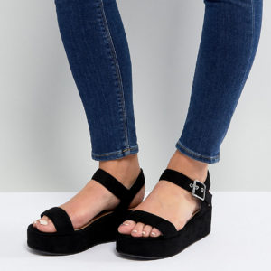 ASOS TOUCAN Wide Fit Wedge Sandals - Black