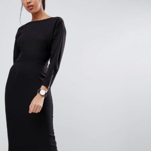 ASOS long sleeve midi pencil dress - Black