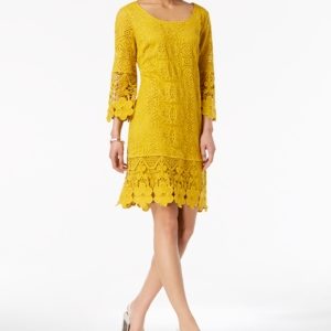 Alfani Crochet-Trim Illusion Dress, Created for Macy's