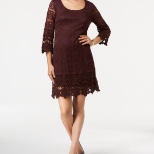 Alfani Crochet-Trim Illusion Dress, Created for Macy's