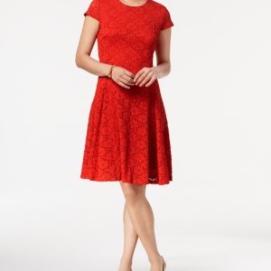 Alfani Lace Fit & Flare Dress, Created for Macy's