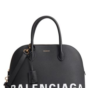 Balenciaga Medium Ville Logo Leather Satchel - Black