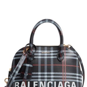 Balenciaga Small Ville Logo Leather Dome Satchel -