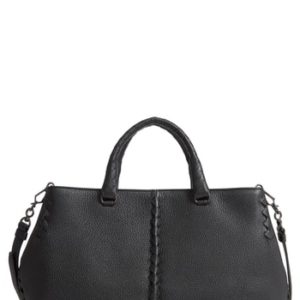 Bottega Veneta Woven Edge Deerskin Satchel - Black