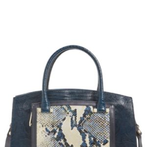 Brahmin 'Greta' Embossed Leather Satchel - Black