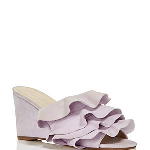 Creatures of Comfort Women's Keira Ruffled Suede Wedge Slide Sandals