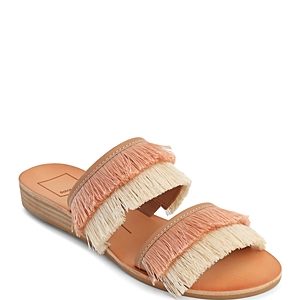 Dolce Vita Women's Haya Fringe Two Band Demi Wedge Slide Sandals