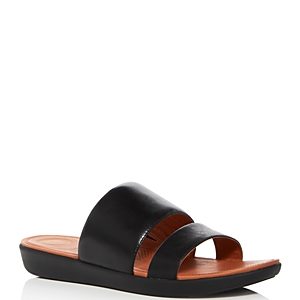 FitFlop Women's Delta Leather Demi Wedge Platform Slide Sandals