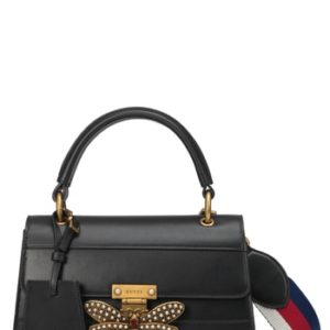 Gucci Queen Margaret Top Handle Leather Satchel - Black