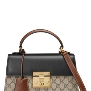 Gucci Small Padlock Gg Supreme Canvas & Leather Top Handle Satchel -