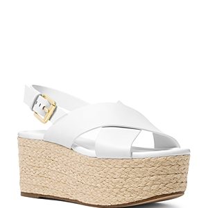 Michael Michael Kors Jodi Leather Platform Wedge Espadrille Sandals