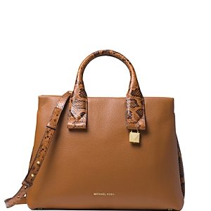 Michael Michael Kors Rollins Large Leather & Snakeskin-Embossed Leather Satchel