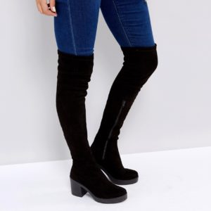 Miss Selfridge Over The Knee Platform Boot - Black