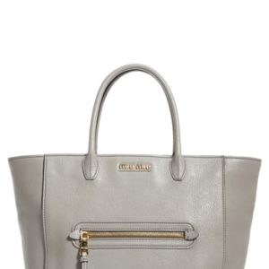 Miu Miu Madras Leather Satchel - Grey