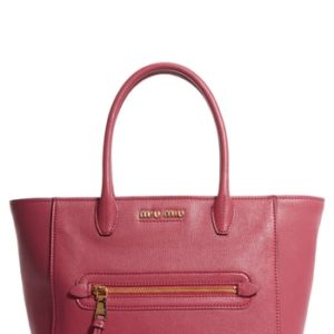 Miu Miu Madras Leather Satchel - Pink