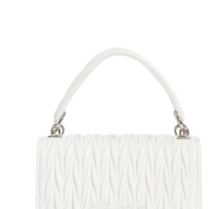 Miu Miu Matelasse Quilted Lambskin Leather Top Handle Bag - White