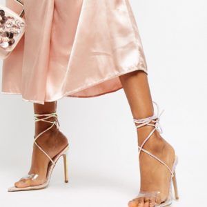 Public Desire Glamour iridescent ankle tie heeled sandals - Multi