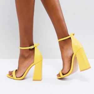 Public Desire Tess Yellow Block Heeled Sandals - Yellow