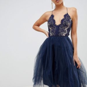 Rare London scallop lace midi tutu dress - Navy