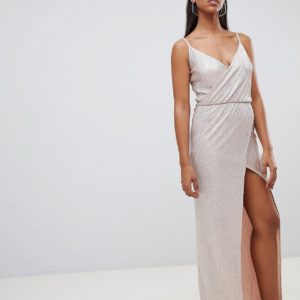 Rare London spagetti wrap maxi dress - Gold