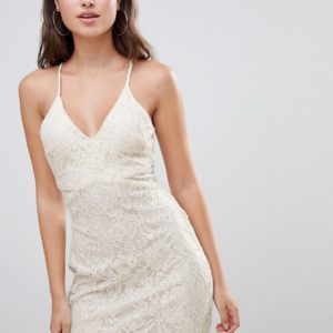 Rare London strappy lace mini dress - Cream