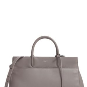 Saint Laurent Medium Rive Gauche Grained Leather Satchel - Grey