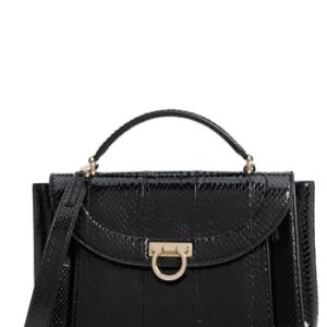 Salvatore Ferragamo Sophia Genuine Snakeskin Satchel - Black