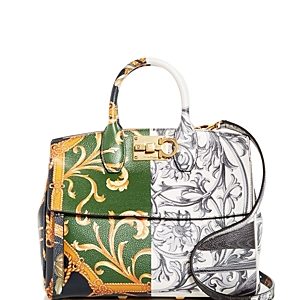 Salvatore Ferragamo The Studio Bag Foulard Print Small Leather Satchel