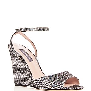 Sjp by Sarah Jessica Parker Women's Boca Glitter Ankle Strap Wedge Sandals