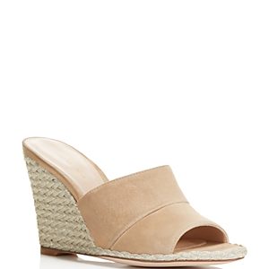 Stuart Weitzman Women's Slidewalk Suede Espadrille Wedge Slide Sandals