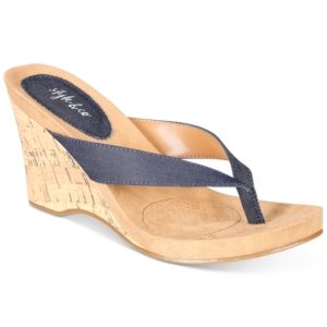 Style & Co Chicklet Wedge Thong Sandals, Created for Macy's Women's Shoes