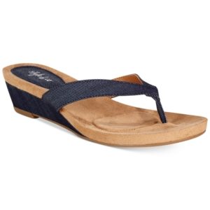 Style & Co. Haloe Wedge Thong Sandals, Created for Macy's Women's Shoes