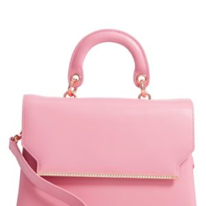 Ted Baker London Crystal Bar Leather Top Handle Satchel - Pink