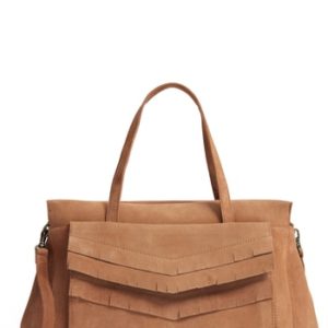 Ten79La Suede Satchel With Chevron Detail - Brown